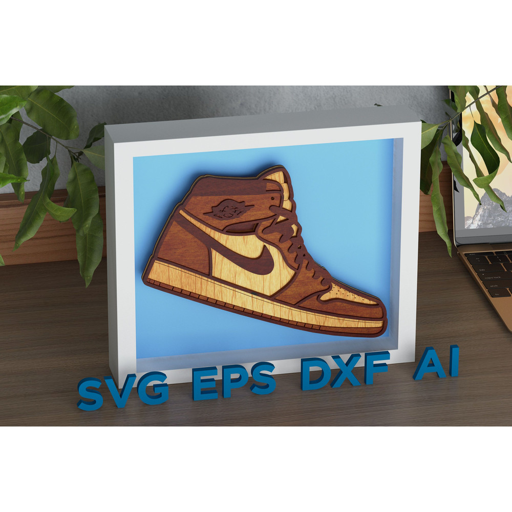 Layered Design Of Sneakers For Paper And Laser Cutting Machines Shadow Box SVG Cricut Sneaker 1