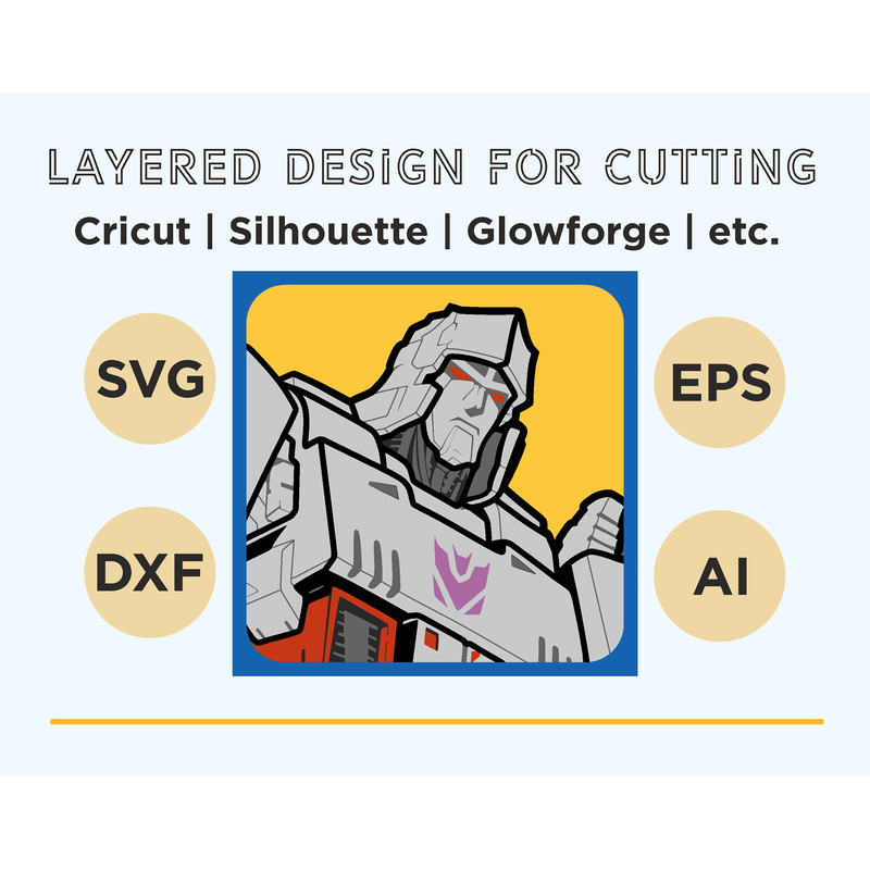 Layered Design Of Megatron For Paper And Laser Cutting Machines Shadow Box SVG Cricut Megatron Tran 5