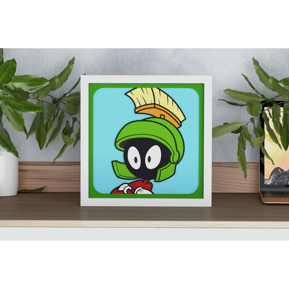 Layered Design Of Marvin The Martian For Paper And Laser Cutting Machines Shadow Box SVG Cricut Mar 1