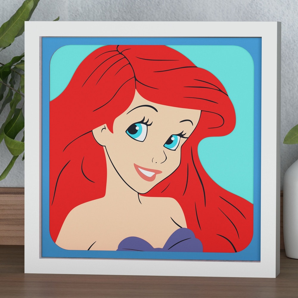 Layered Design Of Little Mermaid For Paper And Laser Cutting Machines Shadow Box SVG Cricut Little 0