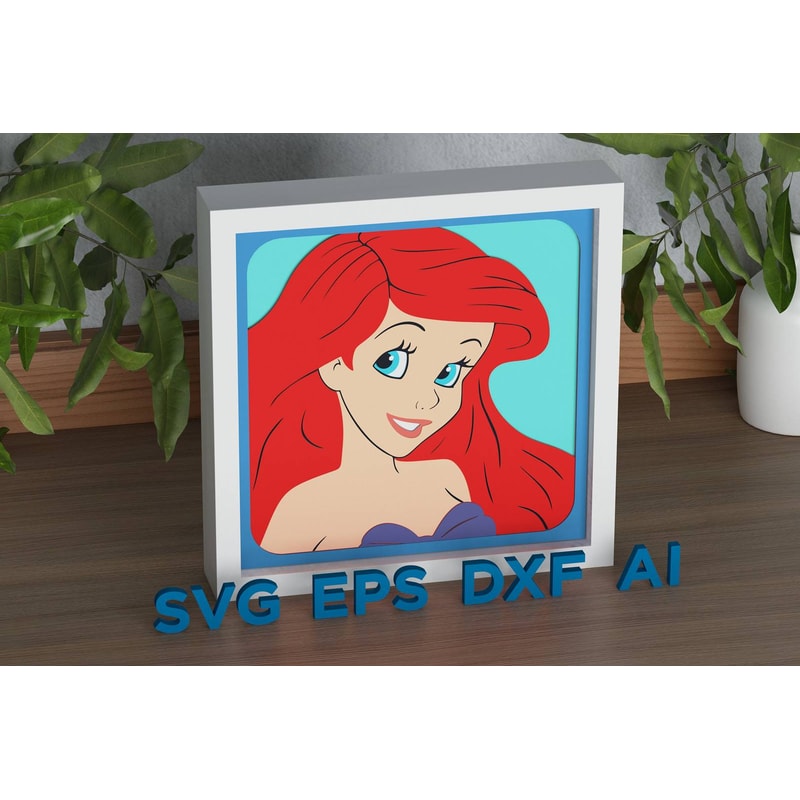 Layered Design Of Little Mermaid For Paper And Laser Cutting Machines Shadow Box SVG Cricut Little 4