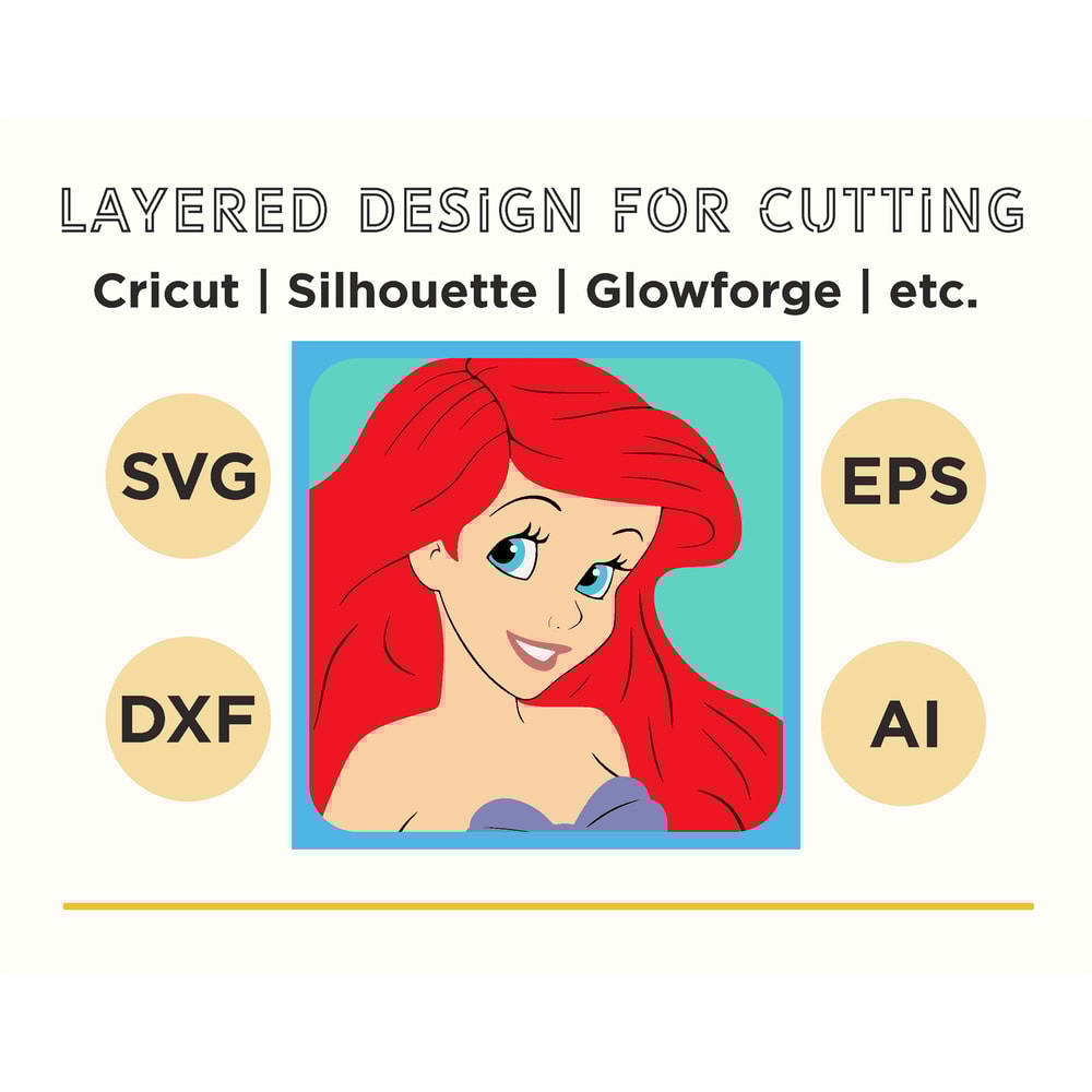 Layered Design Of Little Mermaid For Paper And Laser Cutting Machines Shadow Box SVG Cricut Little 5