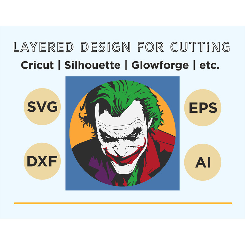 Layered Design Of Joker For Paper And Laser Cutting Machines Shadow Box SVG Cricut Joker 5