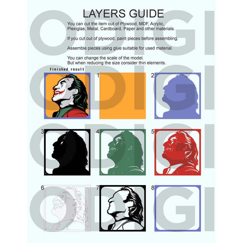 Layered Design Of Joker For Paper And Laser Cutting Machines Shadow Box SVG Cricut Joker V2 6