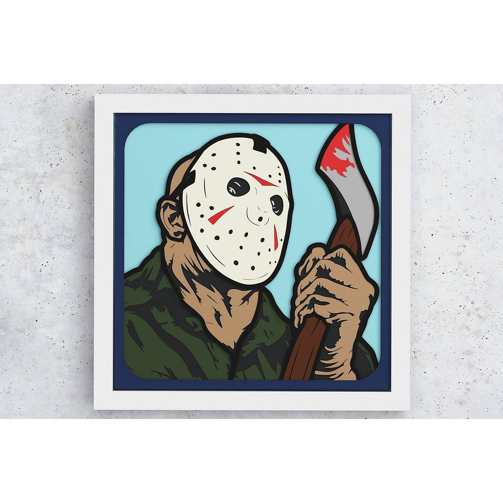 Layered Design Of Jason For Paper And Laser Cutting Machines Shadow Box SVG Cricut Jason 1