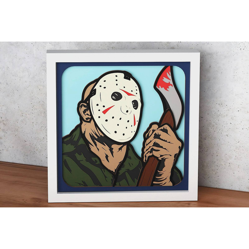 Layered Design Of Jason For Paper And Laser Cutting Machines Shadow Box SVG Cricut Jason 3