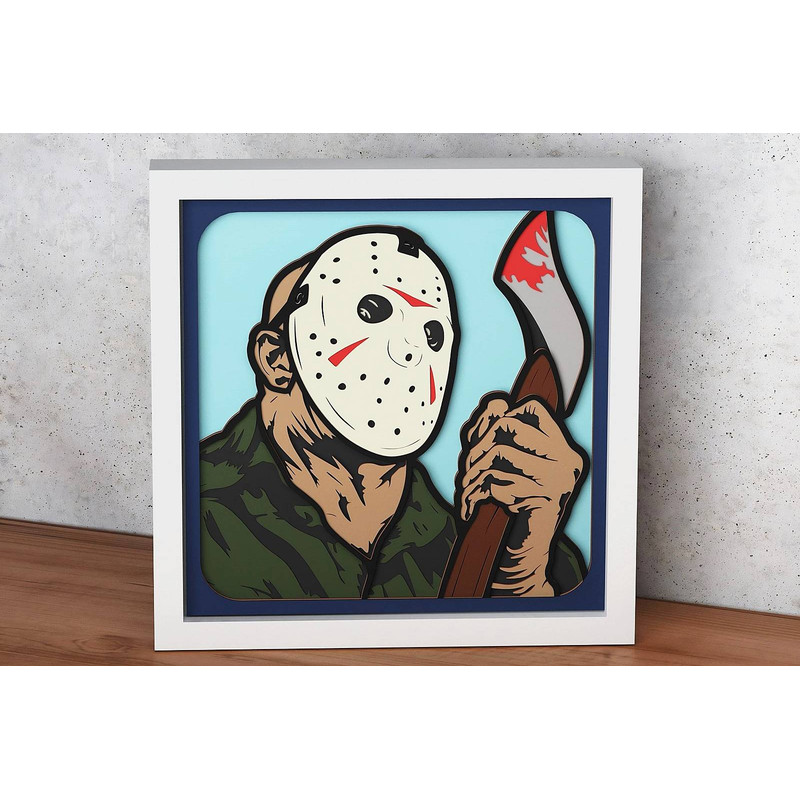 Layered Design Of Jason For Paper And Laser Cutting Machines Shadow Box SVG Cricut Jason 3