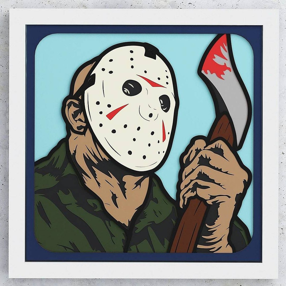 Layered Design Of Jason For Paper And Laser Cutting Machines Shadow Box SVG Cricut Jason 1