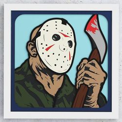 layered design of jason for paper and laser cutting machines. shadow box svg cricut jason