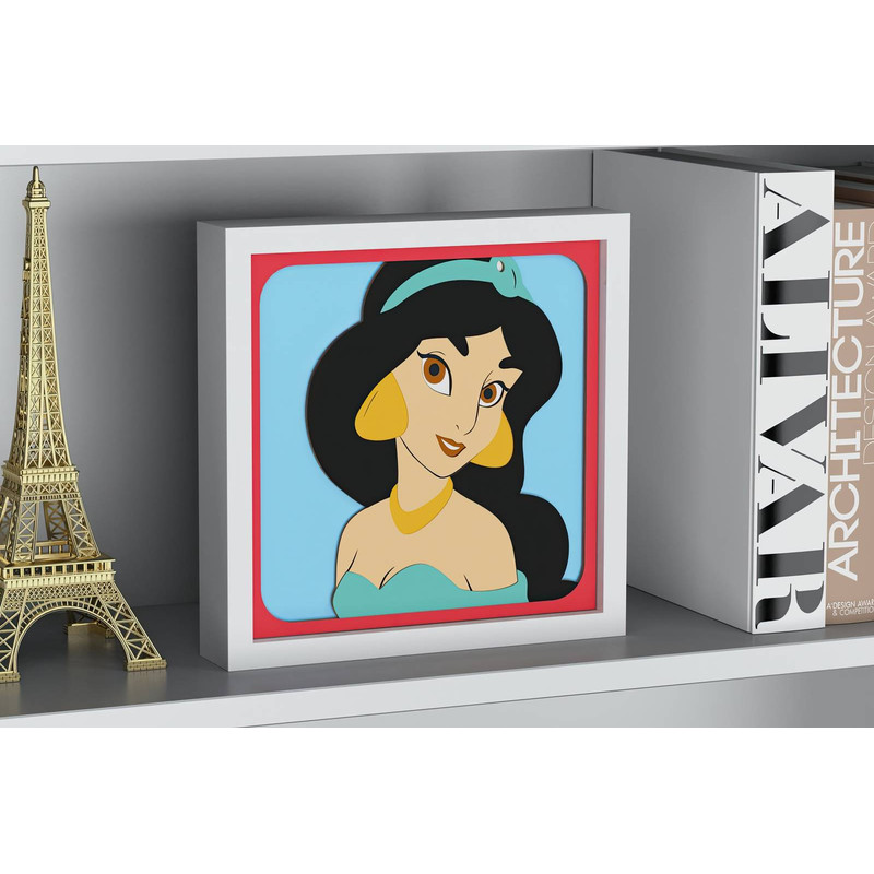 Layered Design Of Jasmine For Paper And Laser Cutting Machines Shadow Box SVG Cricut Jasmine 3