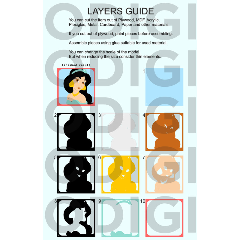 Layered Design Of Jasmine For Paper And Laser Cutting Machines Shadow Box SVG Cricut Jasmine 6