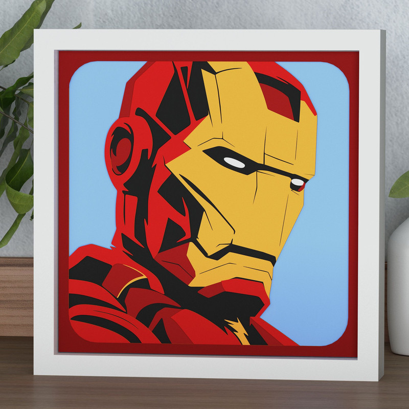 Layered Design Of Iron Man For Paper And Laser Cutting Machines Shadow Box SVG Cricut Iron Man 0