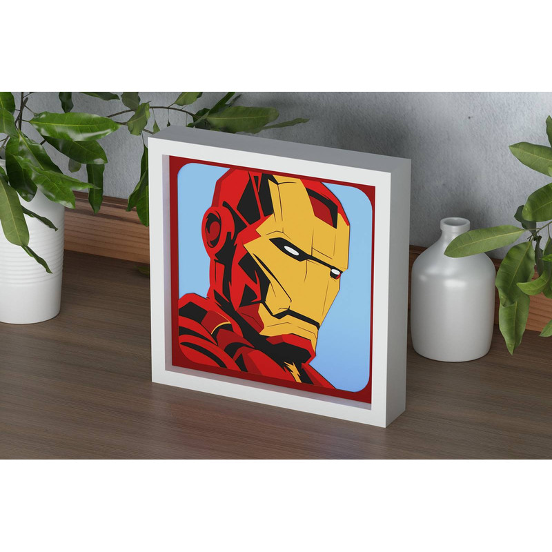 Layered Design Of Iron Man For Paper And Laser Cutting Machines Shadow Box SVG Cricut Iron Man 2