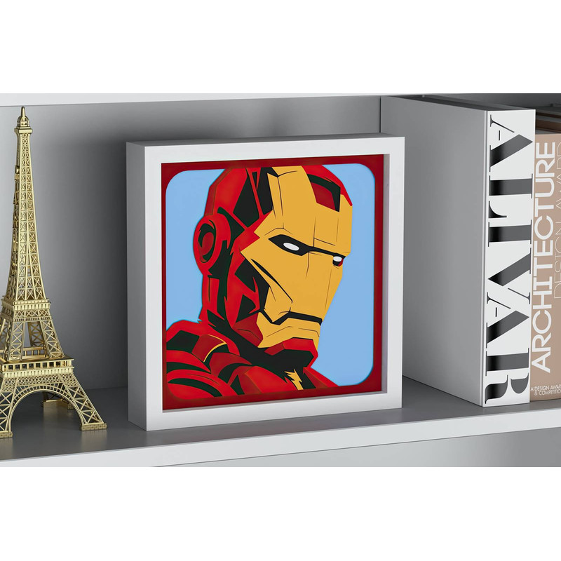 Layered Design Of Iron Man For Paper And Laser Cutting Machines Shadow Box SVG Cricut Iron Man 3