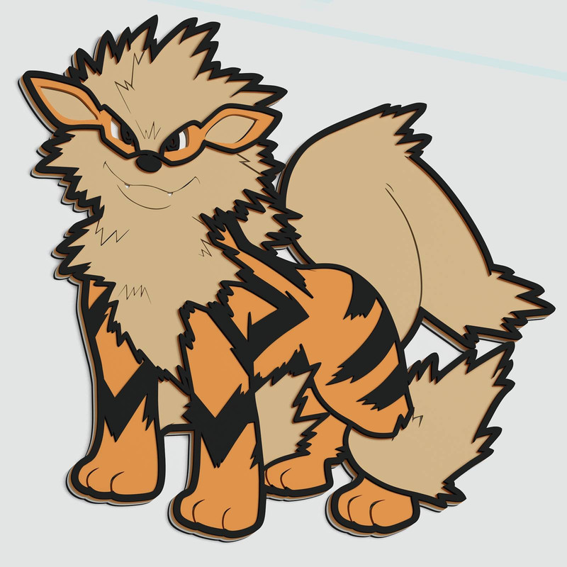 Layered Design Of Arcanine Pokemon For Paper And Laser Cutting Machines Arcanine Pokemon SVG Cricut 0