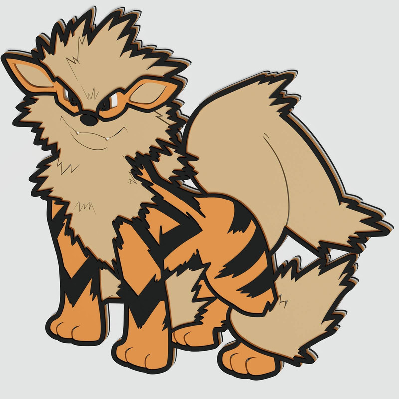Layered Design Of Arcanine Pokemon For Paper And Laser Cutting Machines Arcanine Pokemon SVG Cricut 1