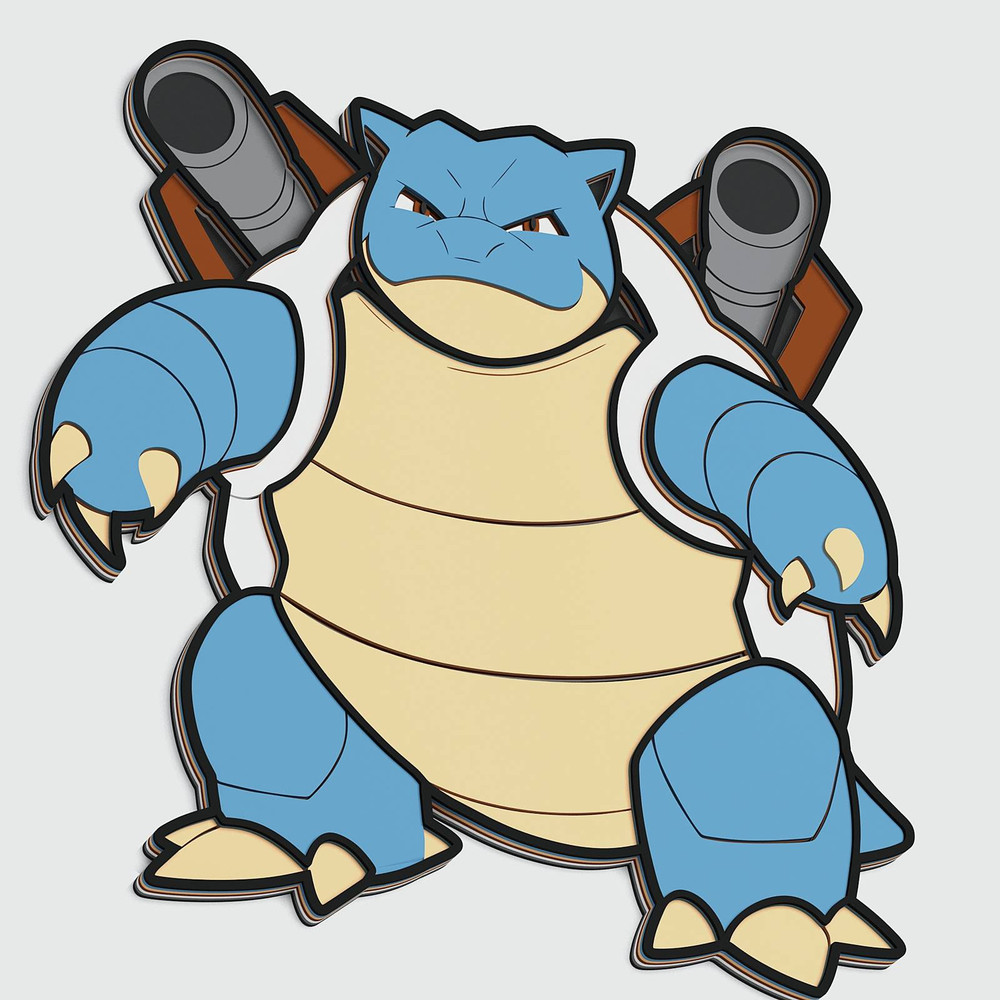 Layered Design Of Blastoise Pokemon For Paper And Laser Cutting Machines Blastoise Pokemon SVG Cric 0