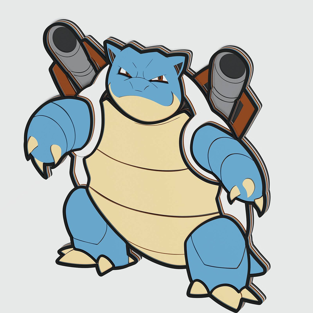 Layered Design Of Blastoise Pokemon For Paper And Laser Cutting Machines Blastoise Pokemon SVG Cric 1