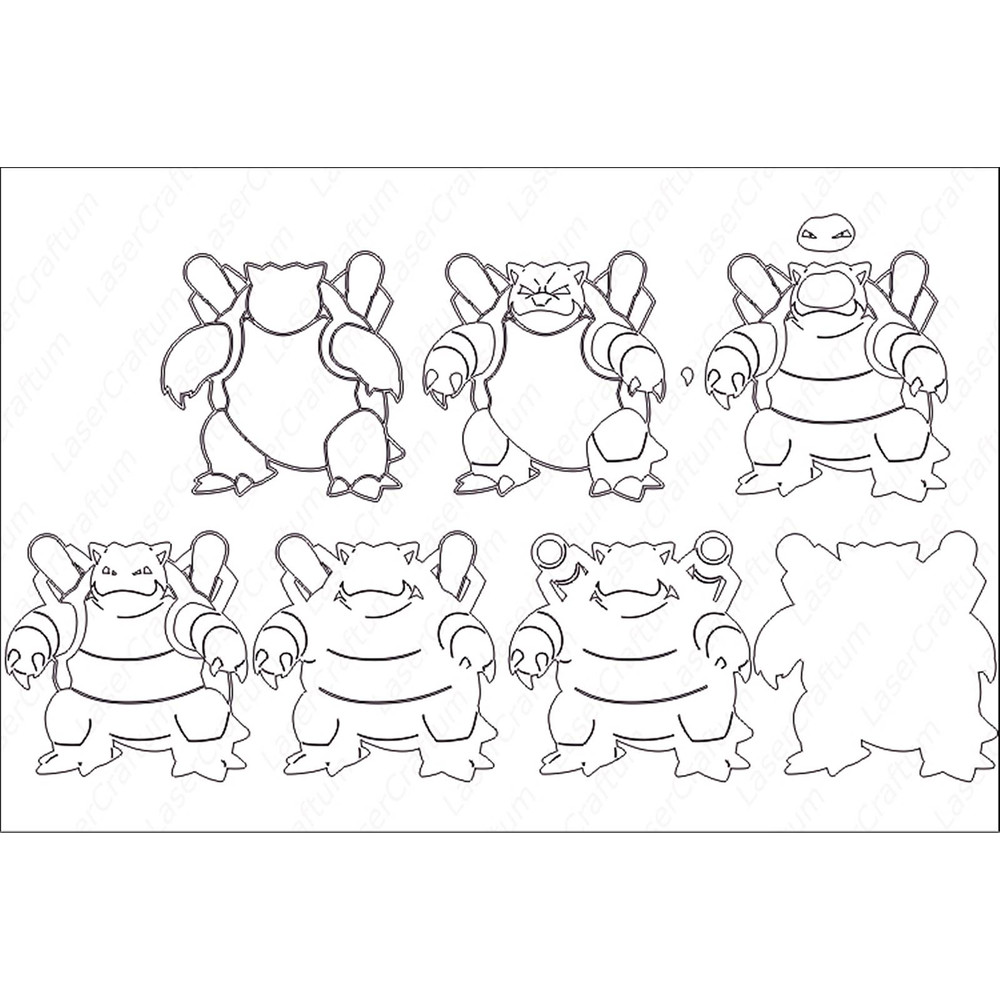 Layered Design Of Blastoise Pokemon For Paper And Laser Cutting Machines Blastoise Pokemon SVG Cric 4