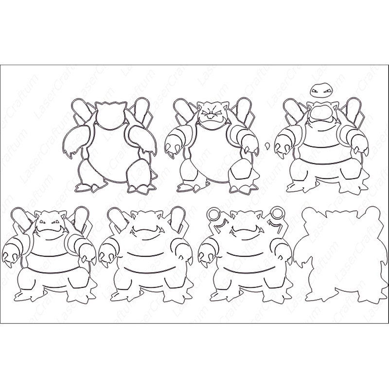 Layered Design Of Blastoise Pokemon For Paper And Laser Cutting Machines Blastoise Pokemon SVG Cric 4