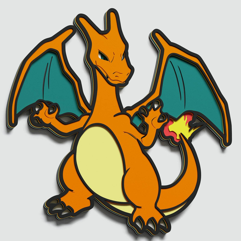 Layered Design Of Charizard Pokemon For Paper And Laser Cutting Machines Charizard Pokemon SVG Cric 0