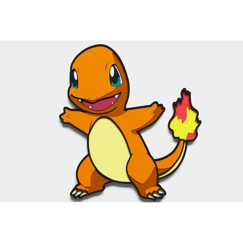 Layered Design Of Charmander Pokemon For Paper And Laser Cutting Machines Charizard Charmander SVG  3