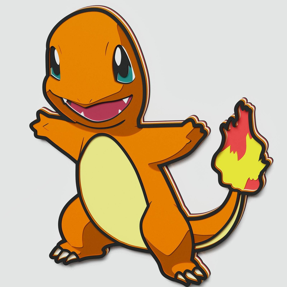 Layered Design Of Charmander Pokemon For Paper And Laser Cutting Machines Charizard Charmander SVG  1