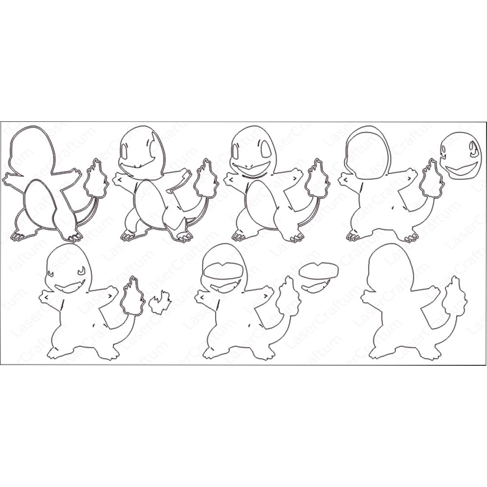 Layered Design Of Charmander Pokemon For Paper And Laser Cutting Machines Charizard Charmander SVG  4