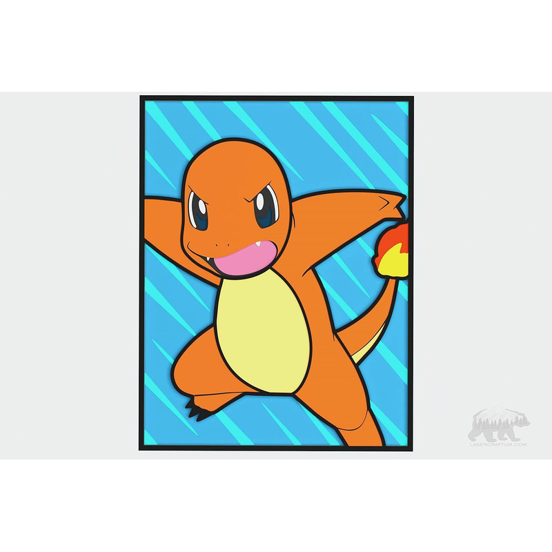 Layered Design Of Charmander Pokemon For Paper And Laser Cutting Machines V2 Charmander SVG Cricut  3