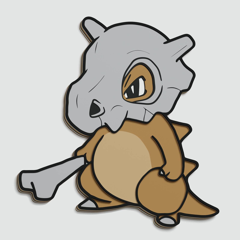 Layered Design Of Cubone Pokemon For Paper And Laser Cutting Machines Cubone SVG Cricut Cut Out Fil 0