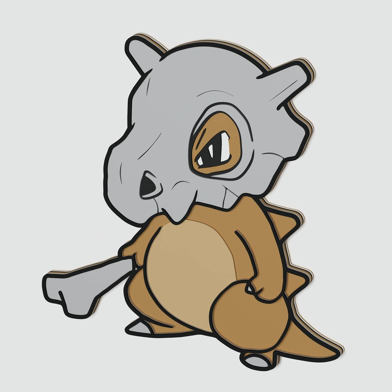Layered Design Of Cubone Pokemon For Paper And Laser Cutting Machines Cubone SVG Cricut Cut Out Fil 1