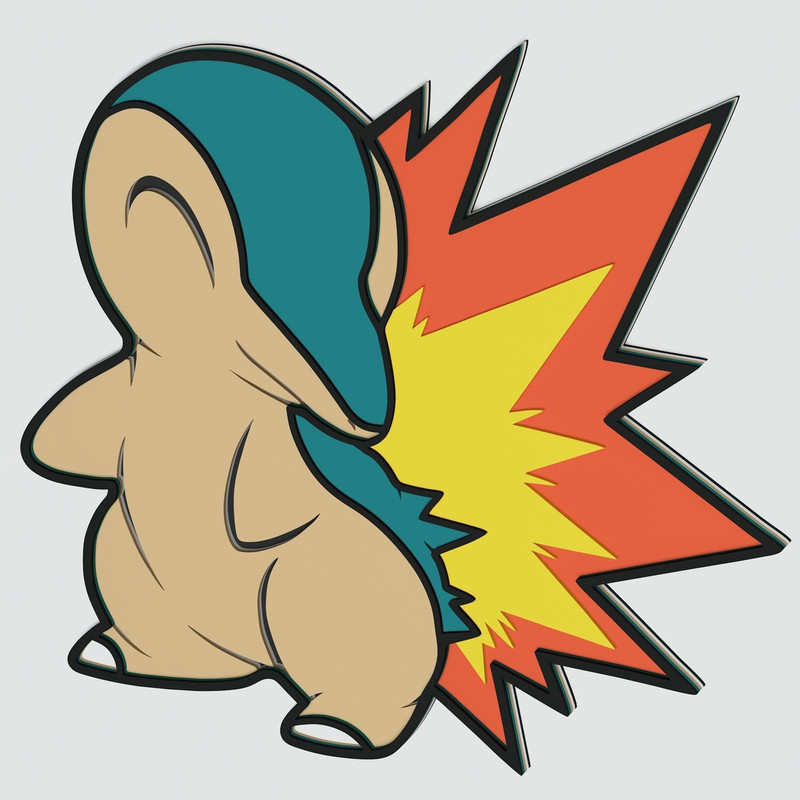 Layered Design Of Cyndaquil Pokemon For Paper And Laser Cutting Machines Cyndaquil Pokemon SVG Cric 1