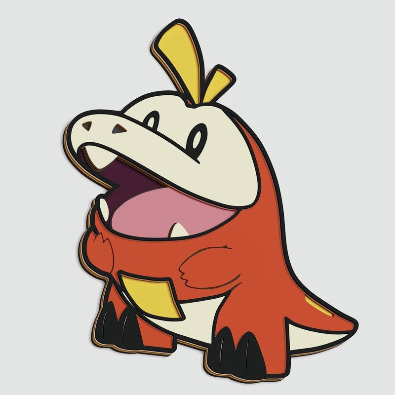 Layered Design Of Fuecoco Pokemon For Paper And Laser Cutting Machines Fuecoco Pokemon SVG Cricut C 0