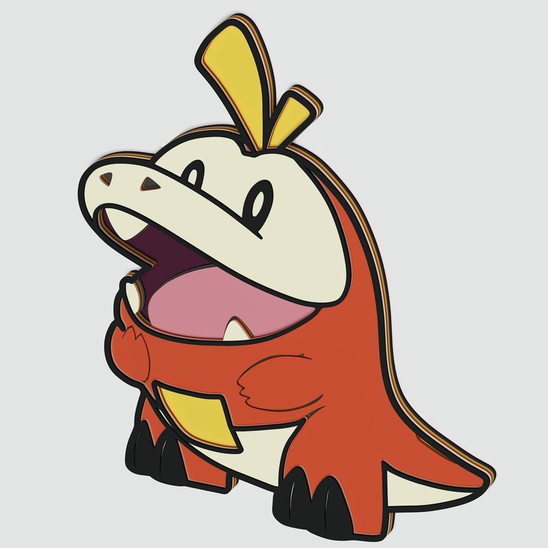 Layered Design Of Fuecoco Pokemon For Paper And Laser Cutting Machines Fuecoco Pokemon SVG Cricut C 1
