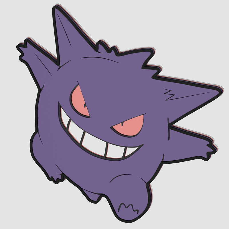 Layered Design Of Gengar Pokemon For Paper And Laser Cutting Machines Gengar Pokemon SVG Cricut Cut 1