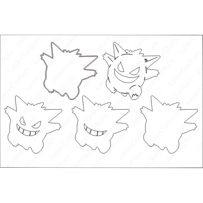 Layered Design Of Gengar Pokemon For Paper And Laser Cutting Machines Gengar Pokemon SVG Cricut Cut 4