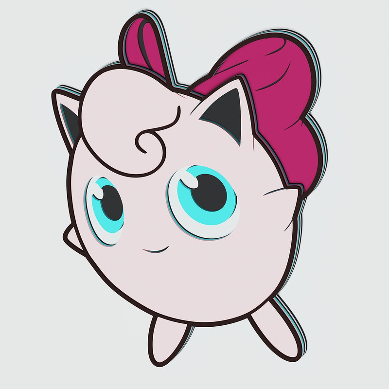 Layered Design Of Jigglypuff Pokemon For Paper And Laser Cutting Machines Jigglypuff Pokemon SVG Cr 1