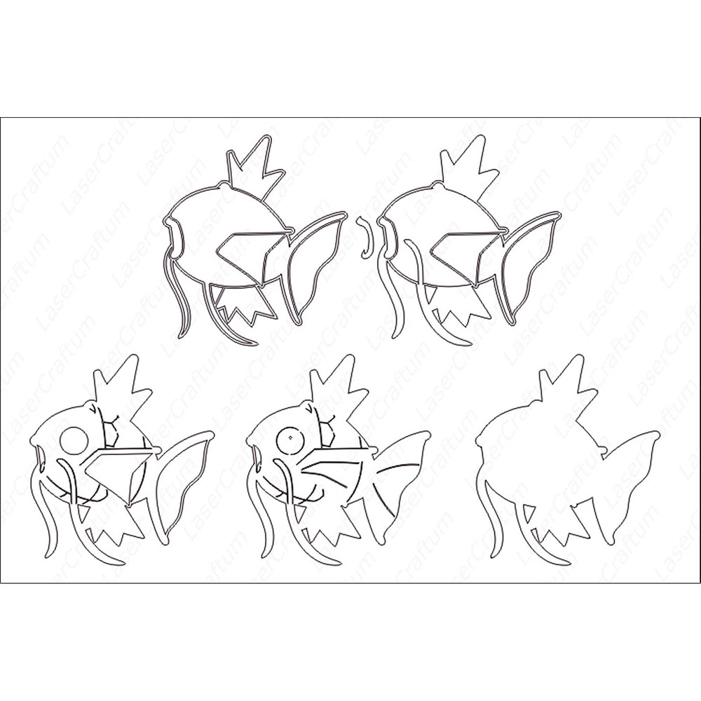 Layered Design Of Magicarp Pokemon For Paper And Laser Cutting Machines Magicarp Pokemon SVG Cricut 4
