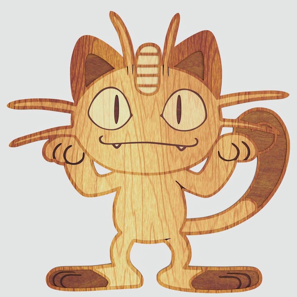 Layered Design Of Meowth Pokemon For Paper And Laser Cutting Machines Meowth Pokemon SVG Cricut Cut 2