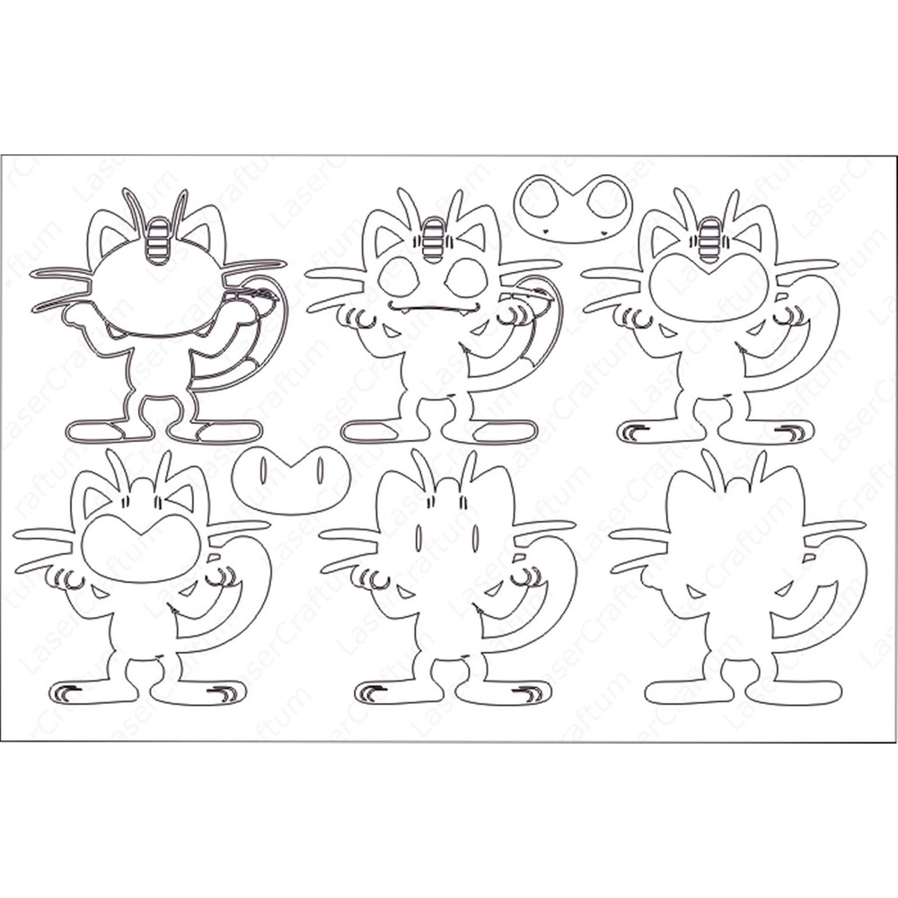 Layered Design Of Meowth Pokemon For Paper And Laser Cutting Machines Meowth Pokemon SVG Cricut Cut 4