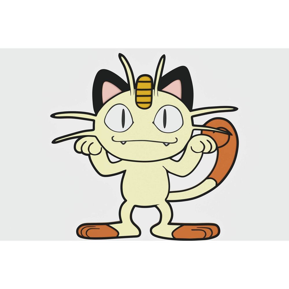 Layered Design Of Meowth Pokemon For Paper And Laser Cutting Machines Meowth Pokemon SVG Cricut Cut 3