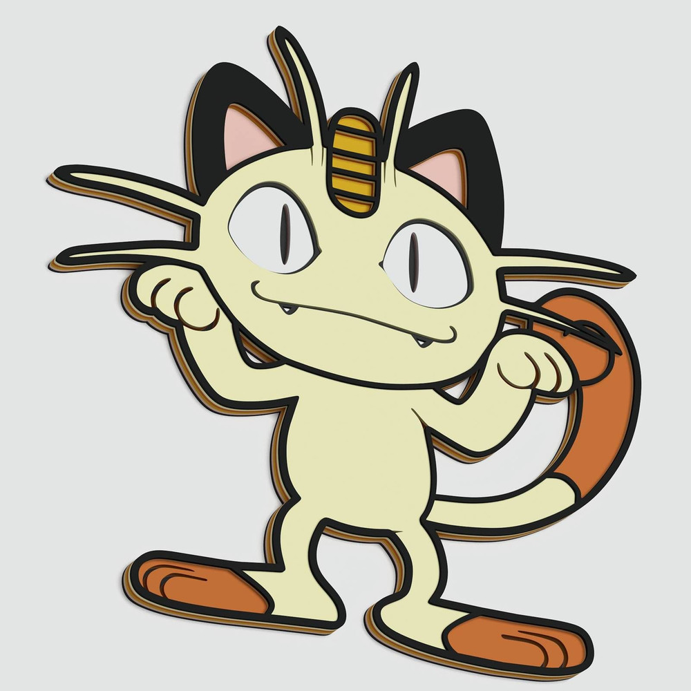 Layered Design Of Meowth Pokemon For Paper And Laser Cutting Machines Meowth Pokemon SVG Cricut Cut 0