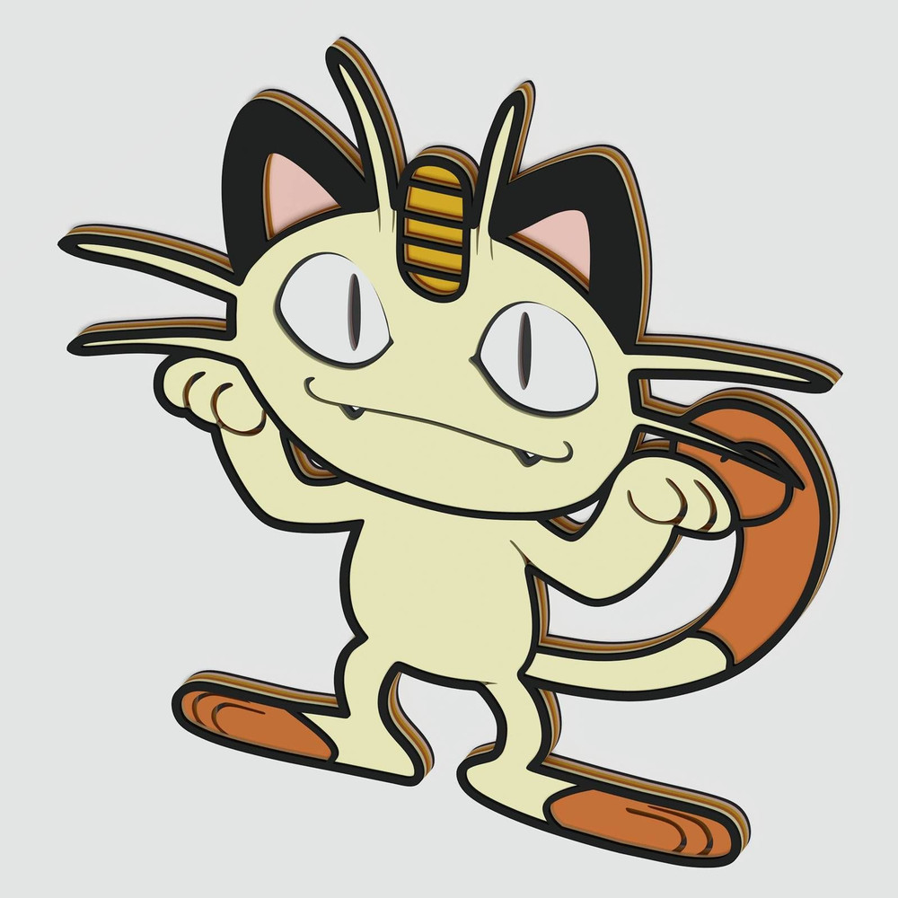 Layered Design Of Meowth Pokemon For Paper And Laser Cutting Machines Meowth Pokemon SVG Cricut Cut 1