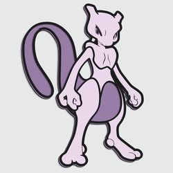 layered design of mewtwo pokemon for paper and laser cutting machines. mewtwo pokemon svg cricut cut out file
