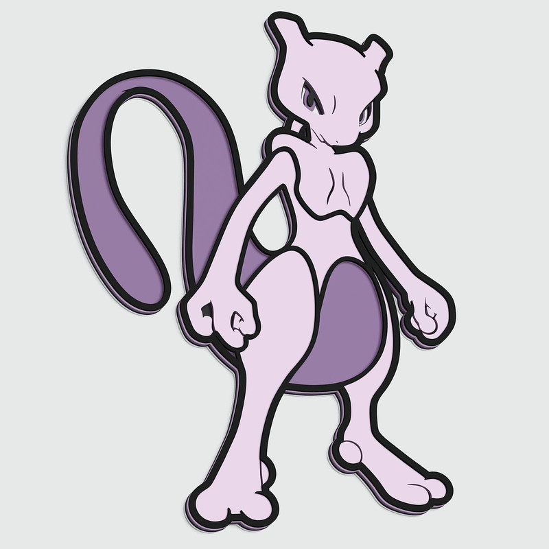 Layered Design Of Mewtwo Pokemon For Paper And Laser Cutting Machines Mewtwo Pokemon SVG Cricut Cut 0