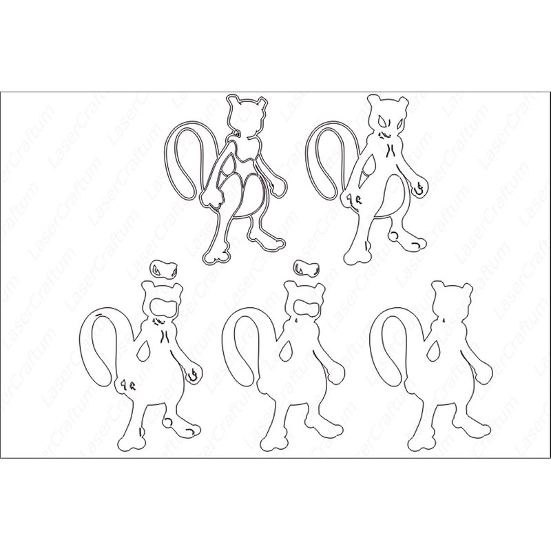 Layered Design Of Mewtwo Pokemon For Paper And Laser Cutting Machines Mewtwo Pokemon SVG Cricut Cut 4