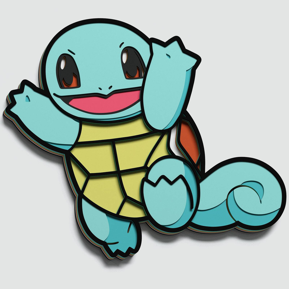 Layered Design Of Squirtle Pokemon For Paper And Laser Cutting Machines Squirtle Pokemon SVG Cricut 0