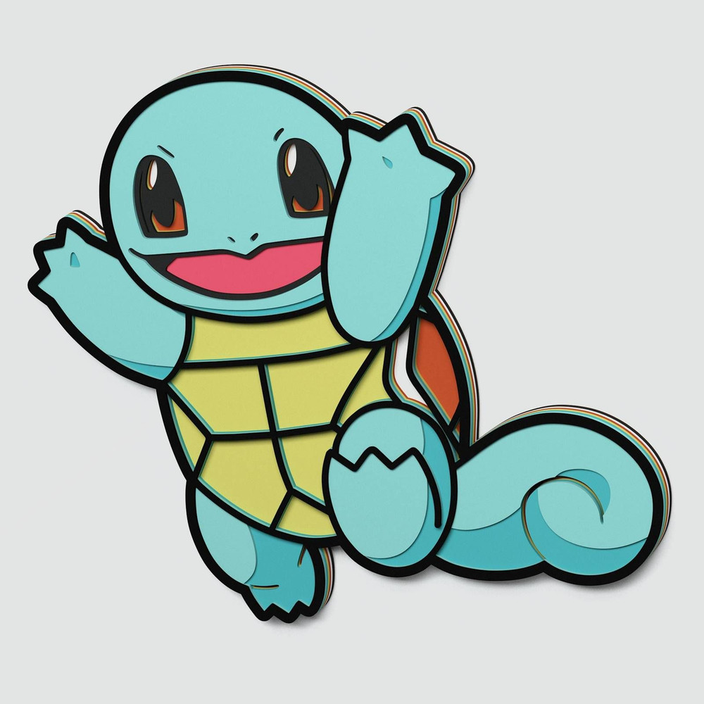 Layered Design Of Squirtle Pokemon For Paper And Laser Cutting Machines Squirtle Pokemon SVG Cricut 1
