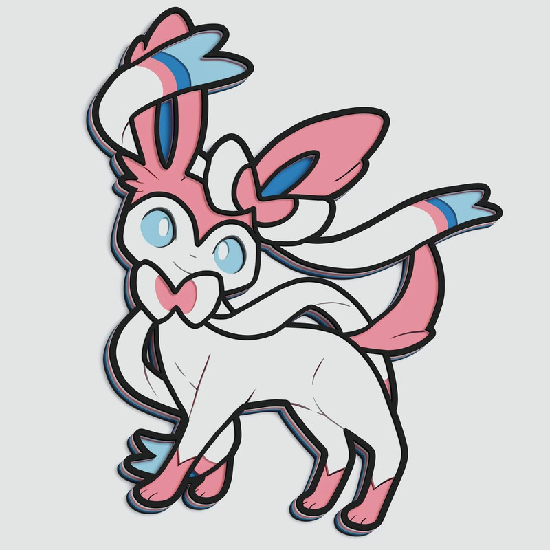 Layered Design Of Sylveon Pokemon For Paper And Laser Cutting Machines Sylveon Pokemon SVG Cricut C 0