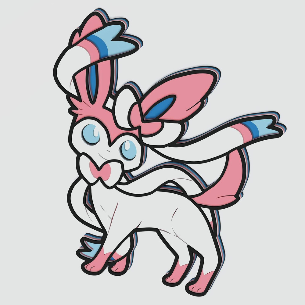 Layered Design Of Sylveon Pokemon For Paper And Laser Cutting Machines Sylveon Pokemon SVG Cricut C 1